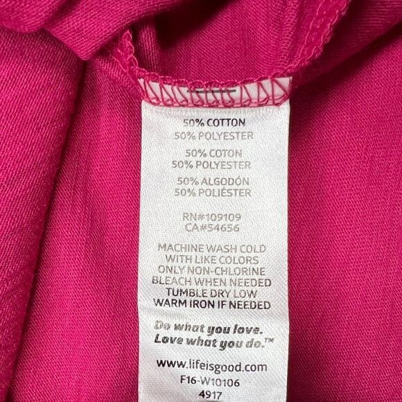 Life Is Good Pink Half Full Flower‎ Vase Short Sleeve T-Shirt Size Medium NEW - Picture 6 of 6